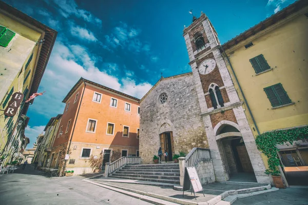 San Quirico Italia Maggio 2020 Veduta Della Piazza Centrale Una — Foto Stock