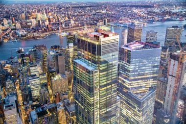 Aşağı Manhattan 'ın gece silueti