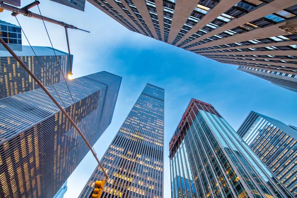 Moderne Wolkenkrabbers Van Midtown Manhattan Business District Bij Zonsondergang — Stockfoto