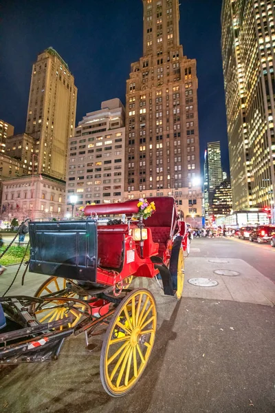 Nueva York City Diciembre 2018 Carruaje Nocturno Midtown Manhattan Zona — Foto de Stock