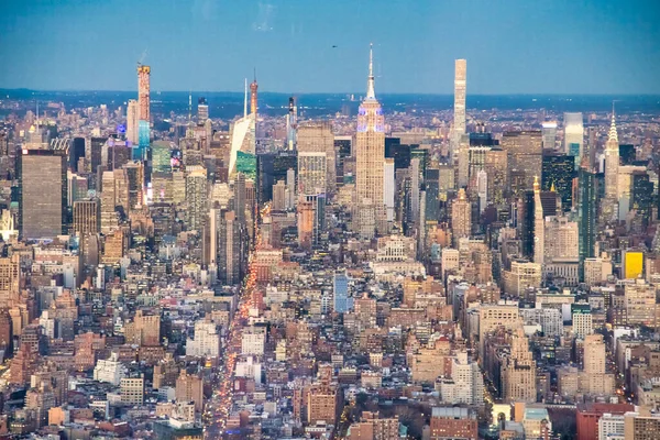 Skyline Nocturne Aérienne Midtown Manhattan — Photo