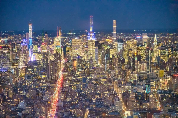 New York City Décembre 2018 Vue Aérienne Nuit Midtown Manhattan — Photo
