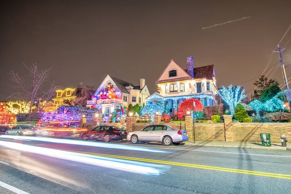 Dyker Heights December 6Th 2018 Karácsonyi Dekoráció Egy Ház Dyker — Stock Fotó