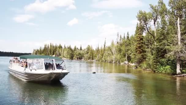 GRAN TETON, WY - 7月2019:観光船の観光客がジェニー湖を訪問 — ストック動画