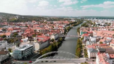 Bamberg yaz mevsiminde, Almanya 'da. İnsansız hava aracından görüntüle