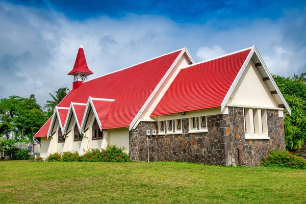 Mauritius Island Famous Landmark Red Church Beach Cap Malhereux — Stock Photo, Image