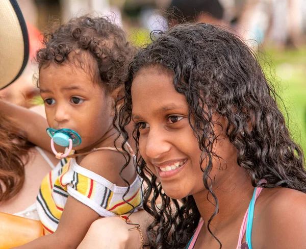 Mauritius Квітня 2019 Місцеві Люди Сміються Сім Тропічному Пляжі — стокове фото