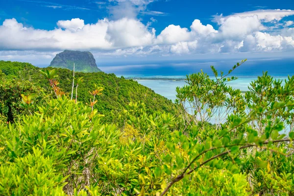 Uitzicht Vanuit Lucht Het Prachtige Tropische Eiland Mauritius Morn Mountain — Stockfoto