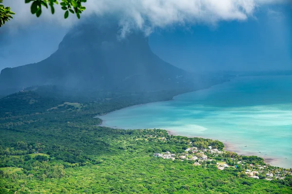Letecký Pohled Překrásný Tropický Ostrov Mauricius Pohoří Morn — Stock fotografie