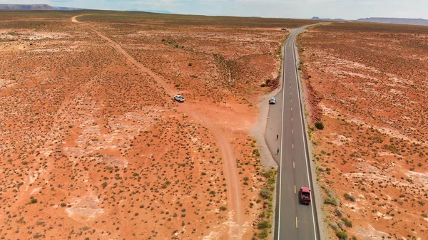 Vägen Till Monument Valley Flygfoto Från Drönare Usa — Stockfoto