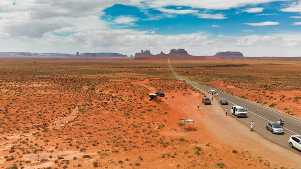 Cesta Monument Valley Letecký Pohled Dronu Usa — Stock fotografie