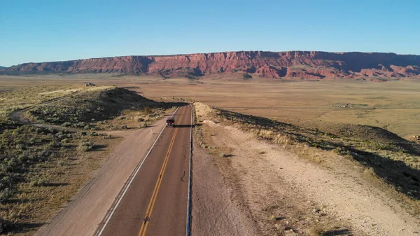 Aerial View Beautiful Road Corssing Canyon Summer Season Drone Viewpoint — Stock Photo, Image