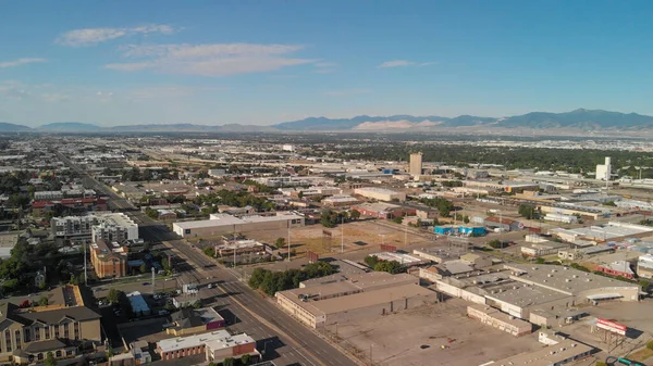 Línea Aérea Salt Lake City Día Soleado Utah Desde Drone — Foto de Stock