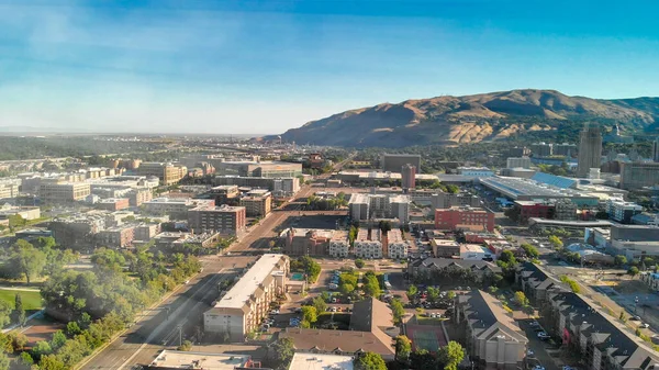 Salt Lake City Antenn Skyline Solig Dag Utah Från Drönare — Stockfoto