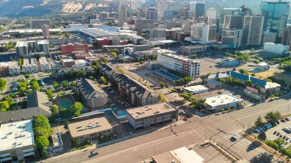 Salt Lake City Aerial Skyline Sunny Day Utah Drone Usa — Stock Photo, Image