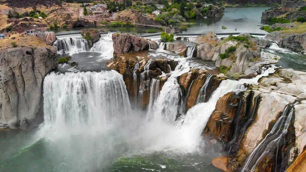 Удивительный Вид Воздуха Красивые Водопады Шошоне Реке Снаке Водопады Твин — стоковое фото