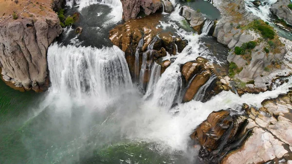 Increíble Vista Aérea Las Hermosas Cataratas Shoshone Río Snake Twin —  Fotos de Stock