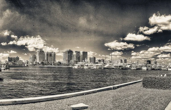 West Palm Beach Panoramic View City Port Boats Sunny Winter — Stock Photo, Image