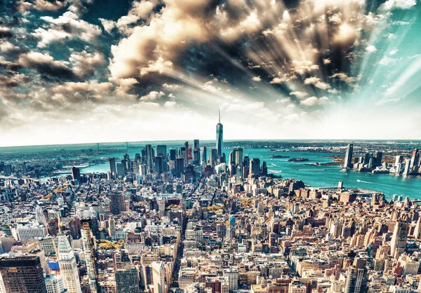 Sonnenuntergang Blick Auf New York Skyline — Stockfoto