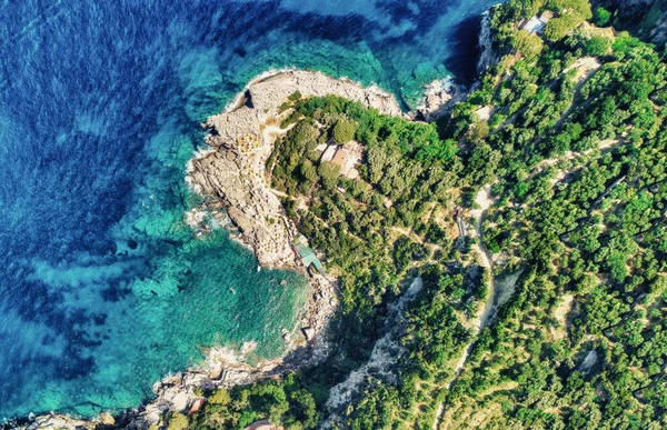 Face Shapes Coast Punta Campanella Sorrento Italy Amazing Aerial View — Stock Photo, Image
