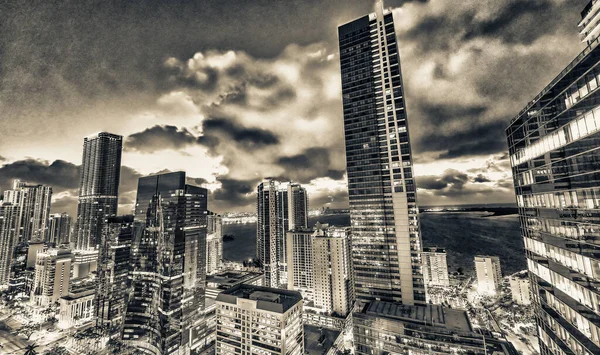 Increíbles Luces Nocturnas Edificios Del Centro Miami — Foto de Stock