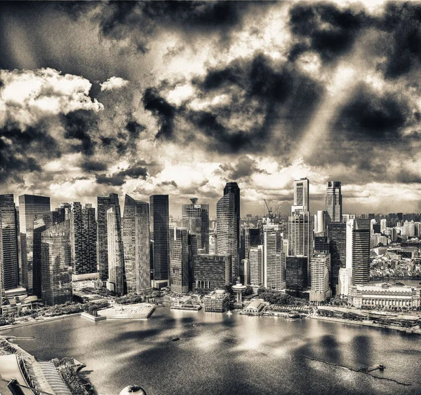 Aerial Skyline Downtown Skyscrapers Singapore Sunset — Stock Photo, Image