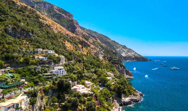Vista Aérea Incrível Paisagem Costa Amalfitana Temporada Verão Itália Ponto — Fotografia de Stock