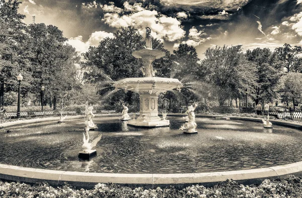 Fontana Forsyth Park Savannah Georgia Stati Uniti — Foto Stock