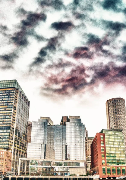 Panoramę Miasta Boston Piękny Wieczór — Zdjęcie stockowe