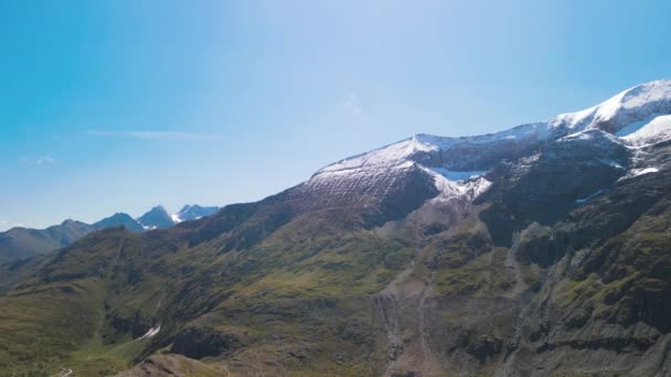 Grossglockner mountains and glacier in summer season, aerial view from drone — Stock Video