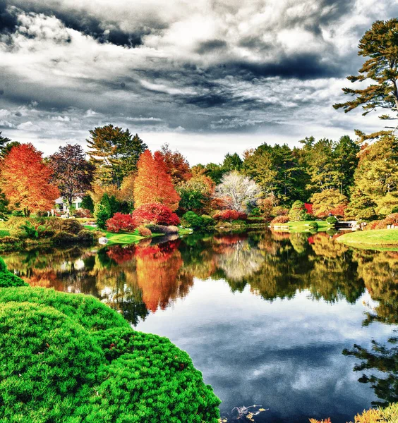 Panorámás Kilátás Nyílik Hadlock Lombozat Szezonban Színek Acadia Nemzeti Park — Stock Fotó