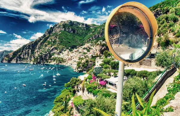 Amazing Aerial View Positano Summer Season Italy — Stock Photo, Image