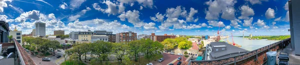 Vista Panorâmica Aérea Savannah Skyline Geórgia Estação Primavera Vista Panorâmica — Fotografia de Stock