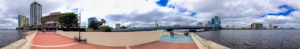 Jacksonville Aprile 2018 Vista Panoramica Del Centro Della Città Fontana — Foto Stock