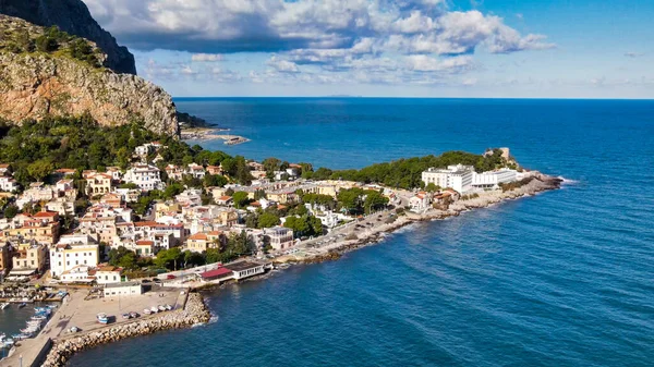 Plage Mondello Palerme Italie Vue Aérienne Depuis Drone — Photo