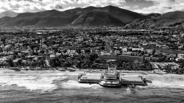 Praia Mondello Palermo Itália Vista Aérea Drone — Fotografia de Stock