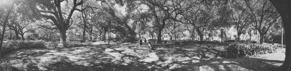 Savannah April 2Nd 2018 Tourists Walk Beautiful City Park Panoramic — Stock Photo, Image