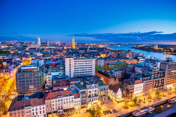 Antwerp Ufuk Çizgisinin Havadan Görünüşü Belçika — Stok fotoğraf