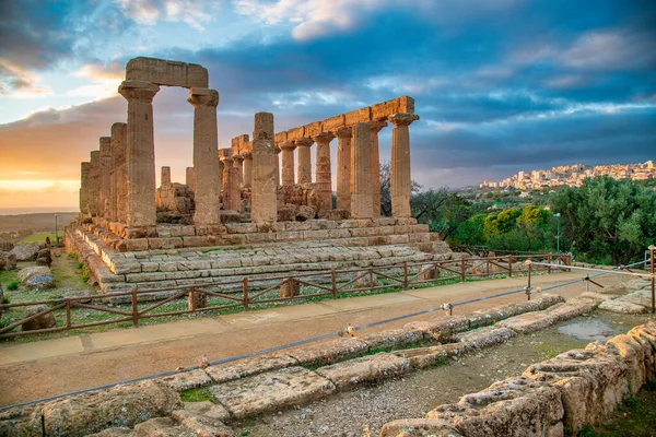 Agrigento Sicilya Talya Tapınaklar Vadisi Juno Temple — Stok fotoğraf