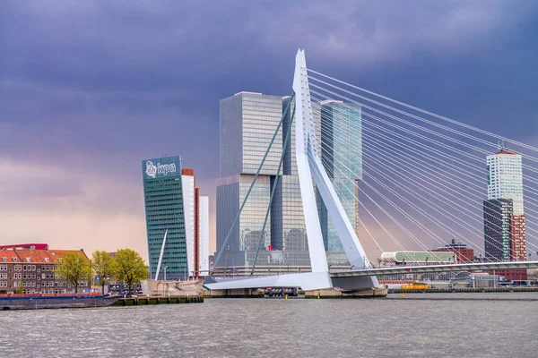 Rotterdam Nizozemsko Dubna 2015 Most Erasmus Přes Řeku — Stock fotografie