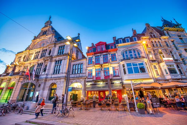 Ghent Bélgica Abril 2015 Vista Del Muelle Graslei Río Leie — Foto de Stock