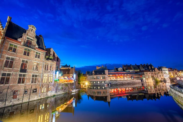 Uitzicht Graslei Leie Het Historische Centrum Van Gent België Architectuur — Stockfoto