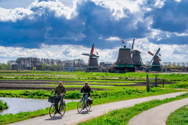 Zaanse Schans Netherlands April 27Th 2015 Famous Windmills Warehouses Workshops — Stock Photo, Image