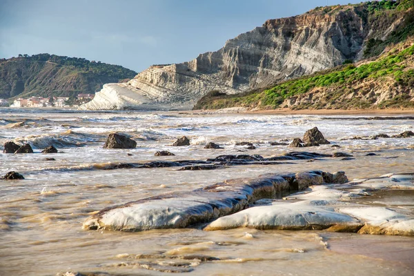 Úžasný Výhled Krásné Scala Dei Turchi Agrigentu Sicílii Schody Turků — Stock fotografie