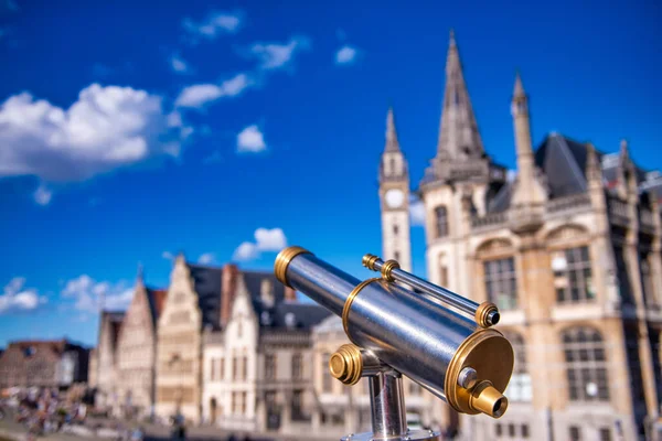 Blick Auf Das Historische Stadtzentrum Von Gent Aus Dem Fernglas — Stockfoto