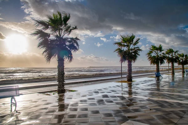 Lungomare Von Mazara Del Vallo Bei Sonnenuntergang Boulevard Meer — Stockfoto