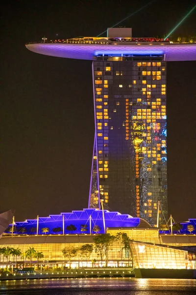 Singapore January 4Th 2020 Night Skyline Marina Bay Marina Bay — Stock Photo, Image