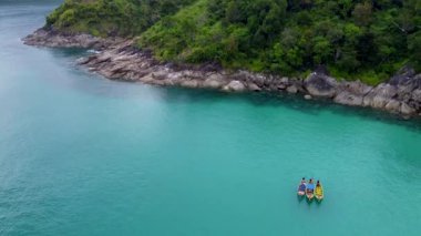 Tayland, Phuket 'teki Özgürlük Sahili' nin havadan görünüşü