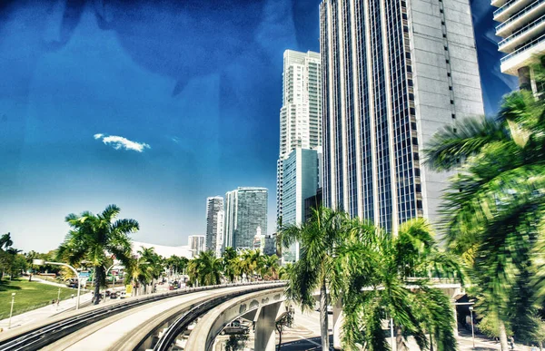 Centro Miami Rascacielos Largo Biscayne Boulevard Día Soleado Florida —  Fotos de Stock