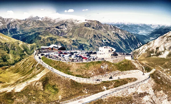 Vista Aérea Panorámica Los Picos Alpinos Grossglockner Temporada Verano Desde — Foto de Stock